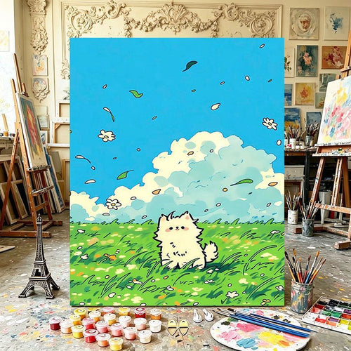 Verspielte Katzenillustration Kunstdruck Karnz
