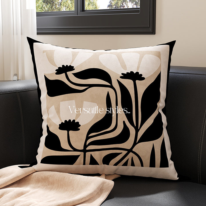 Decorative Square Throw Pillow Cover with Flying Swallow Silhouette Suede-Feel Linen-Blend