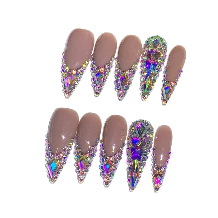 Glamouröse mit Strass verzierten Stiletto-Nagelverlängerungen Karnz