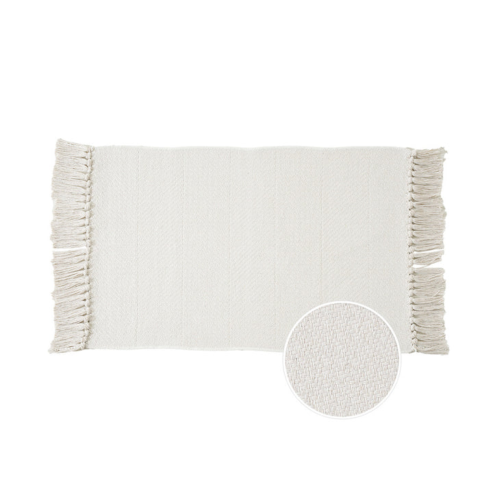 Gewebter Tischläufer mit dichtem Fischgrät‑Jacquard und Fransen Karnz
