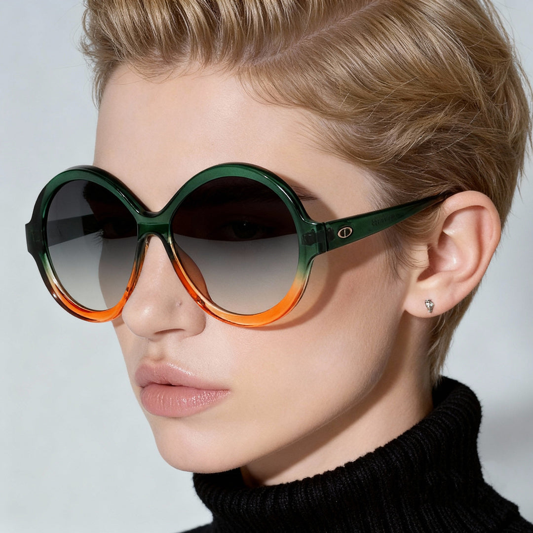 Damen oversized modische Sonnenbrille mit einzigartiger Rahmenform Karnz