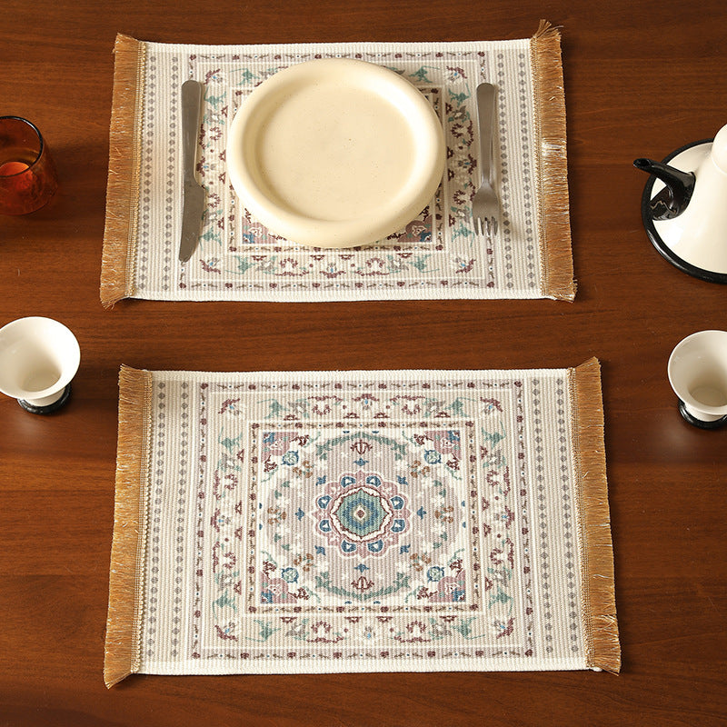 Kurzfloriger dekorativer Badezimmer‑ und Läufer‑Teppich im orientalischen Medaillonstil mit Fransen Karnz