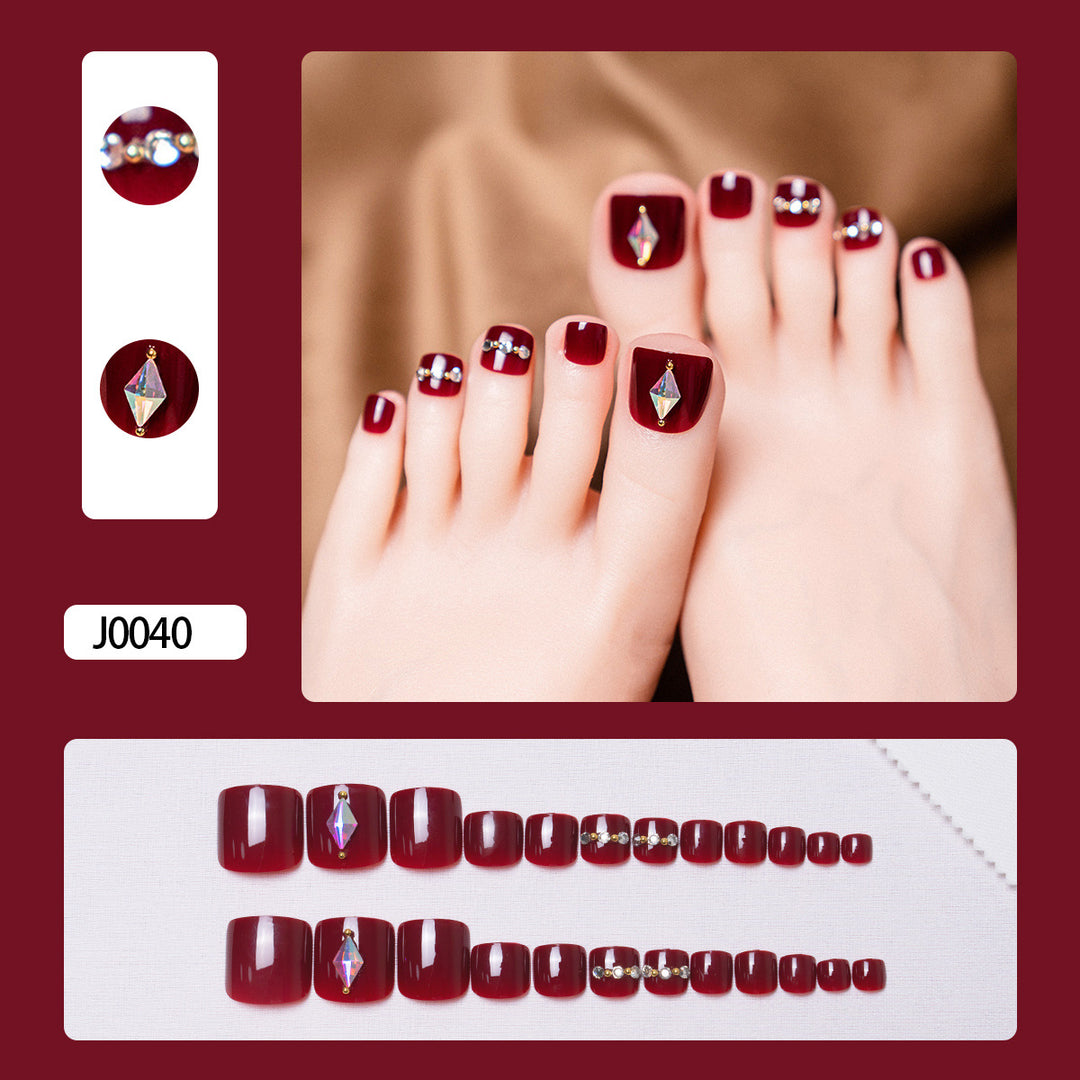 Glitzernde French Tip Zehennagelkunst