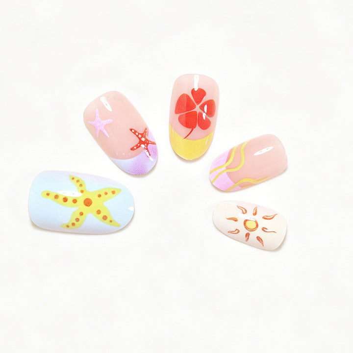 Künstlerische Sommer-Themen Press-On Nagelkunst Karnz