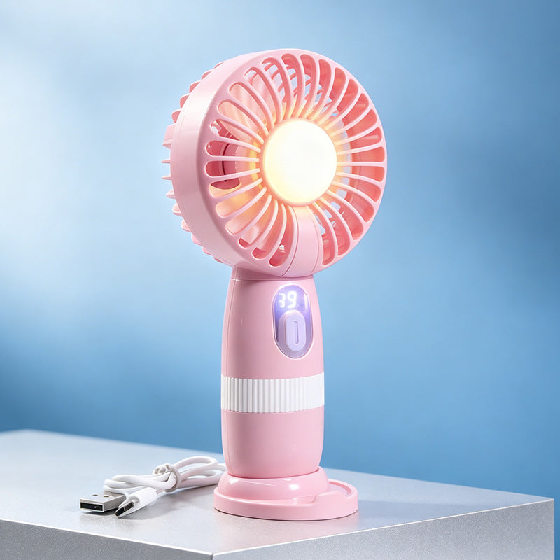 Damen Tragbarer USB-Lüfter mit LED-Beleuchtung und digitaler Anzeige Karnz