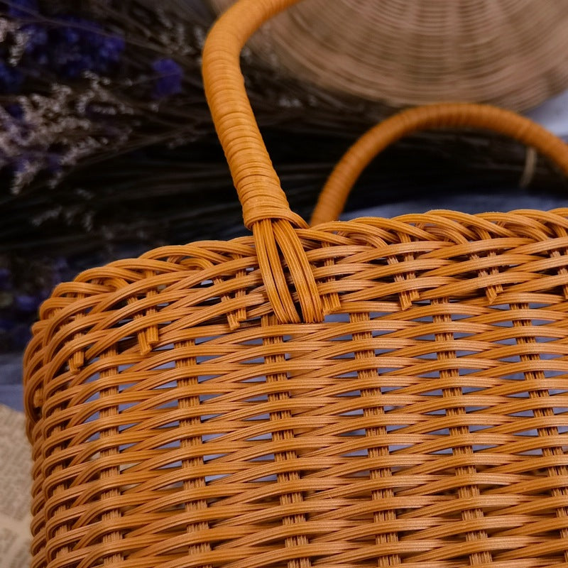 Damen zeitloser Rattan Einkaufskorb Karnz