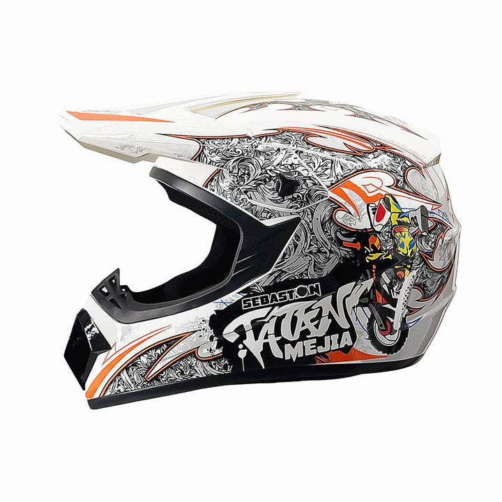 Vollgesicht-Motocross-Helm mit verlängertem Visier und verstärktem Kinnschutz Karnz