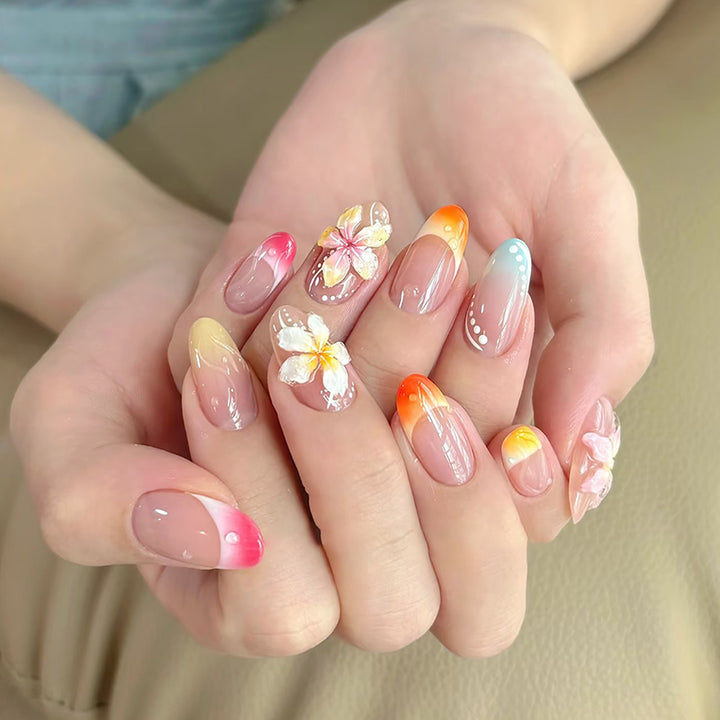 Floral- und Ombre-Press-On-Nagelkunst-Set Karnz