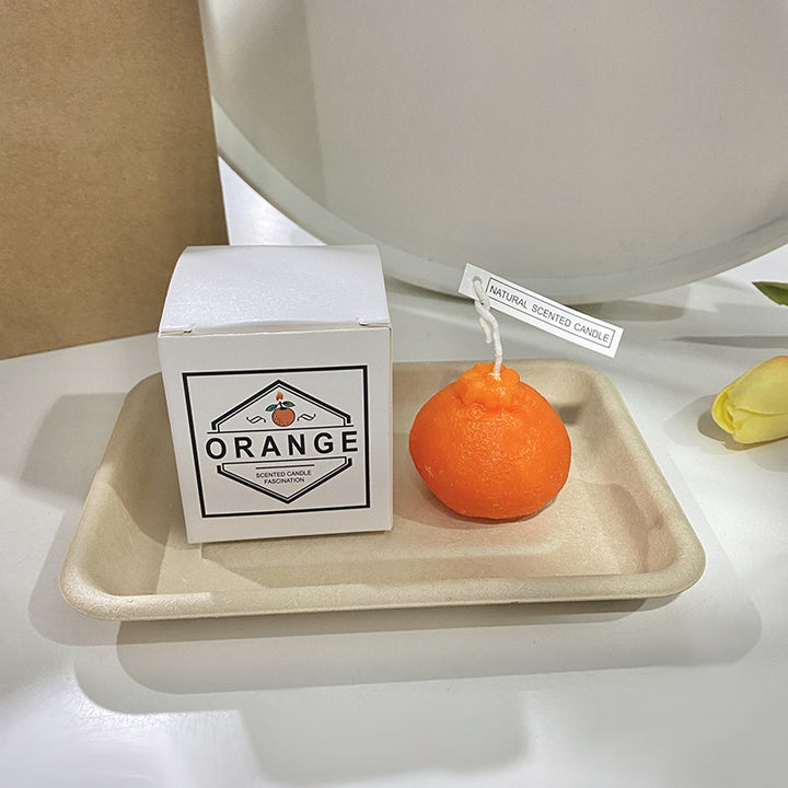 Handgegossene realistische Zitronen-förmige Duft-Soyakerze mit Baumwolldocht & Geschenkbox