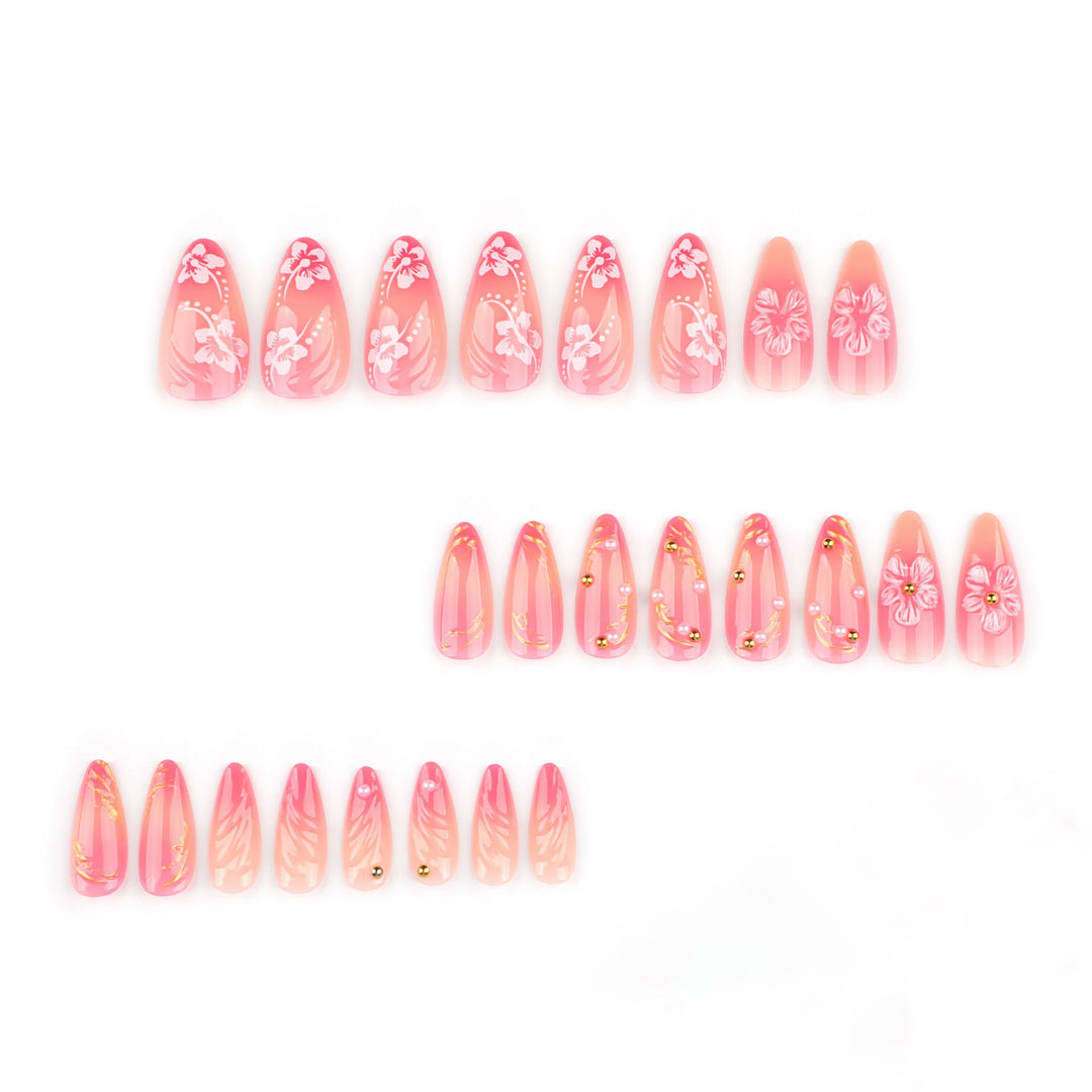 Blumen- und Dekorative Press-On Nagelset Karnz