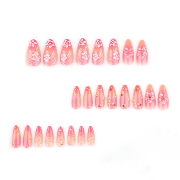 Blumen- und Dekorative Press-On Nagelset Karnz