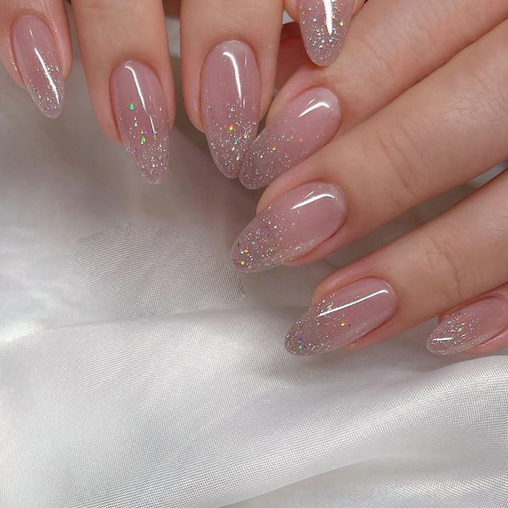 Elegante DIY Glitzernde Presse-Nagelset Karnz