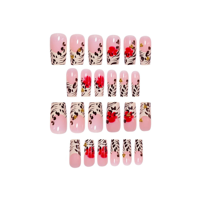 Florale und Tiermuster Press-On Nagelkunst Karnz