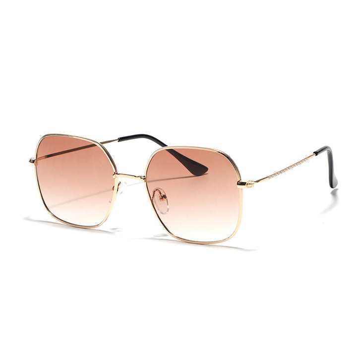 Damen modische quadratische Sonnenbrille mit schmalem Metallrahmen und UV-Schutz Karnz