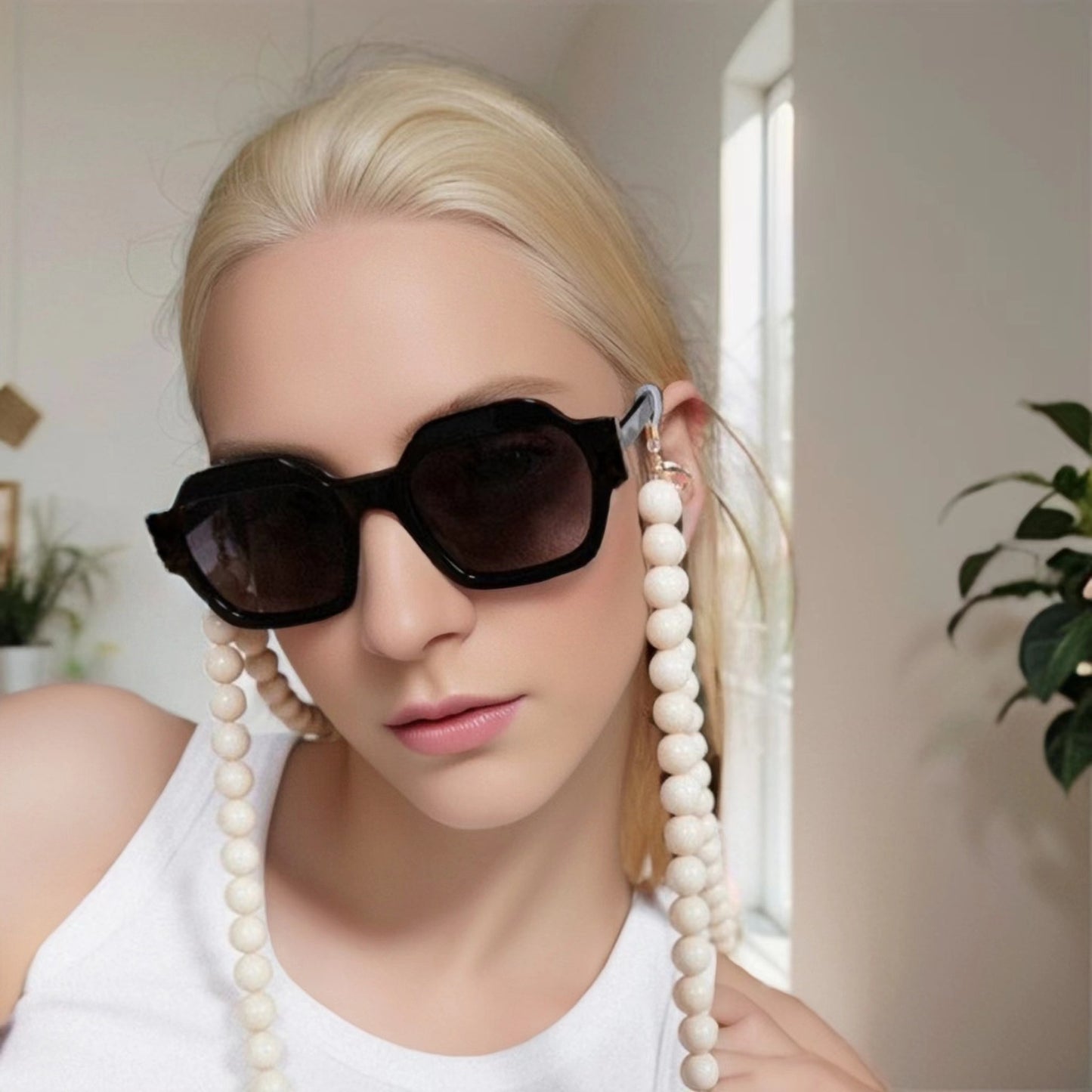Damen Geometrische Sonnenbrille mit modernem Rahmen und UV-Schutz Karnz