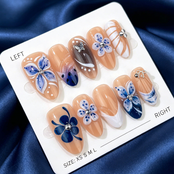 Elegante florale dekorative Press-On Nagelset 1790738681