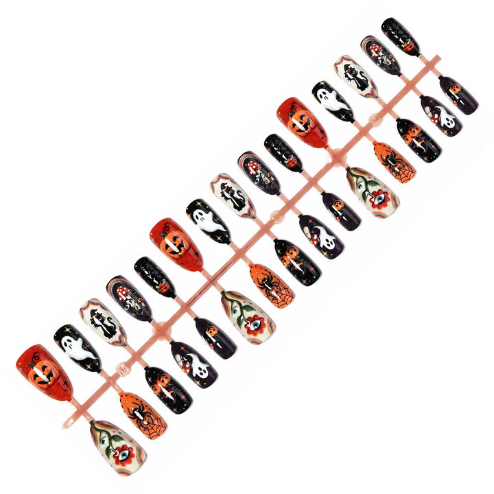 Festliches Kunstnagelset mit gruseligen Halloween-Motiven Karnz