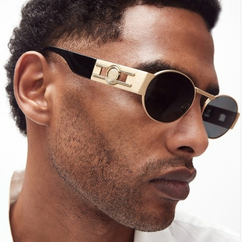 Damen runde Sonnenbrille mit modischem Metallrahmen und UV-Schutz Karnz