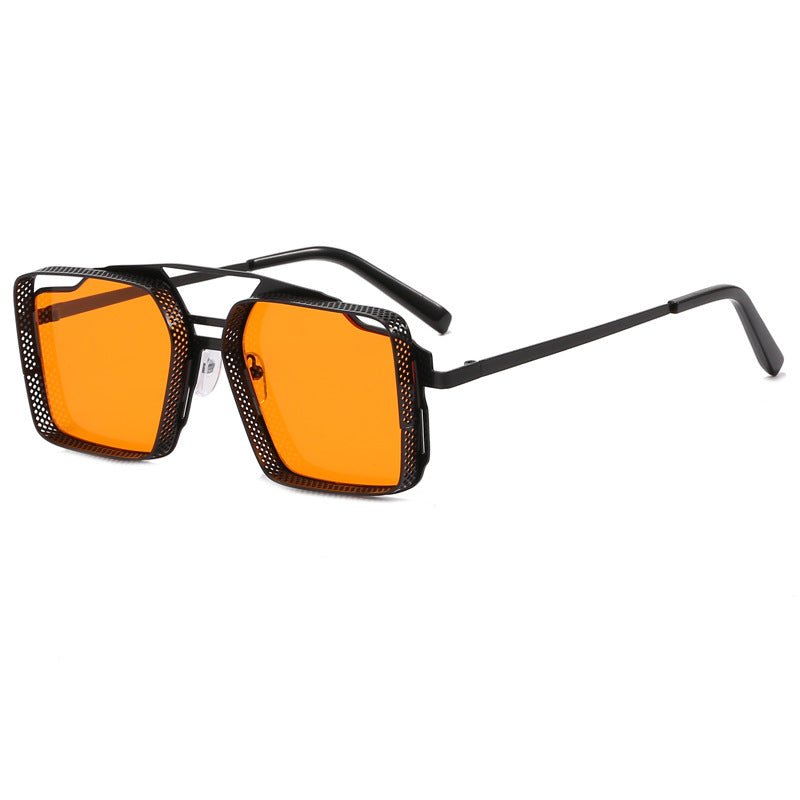 Damen quadratische Brille mit perforiertem, modernem Rahmen Karnz