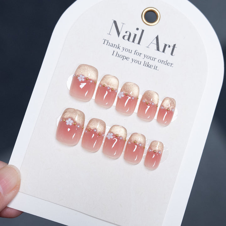 Floral-Accent Glossy Press-On Nägel