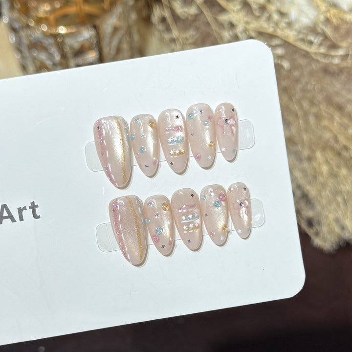 Sternen-Galaxie-inspiriertes Press-On Nagelkunst-Set Karnz