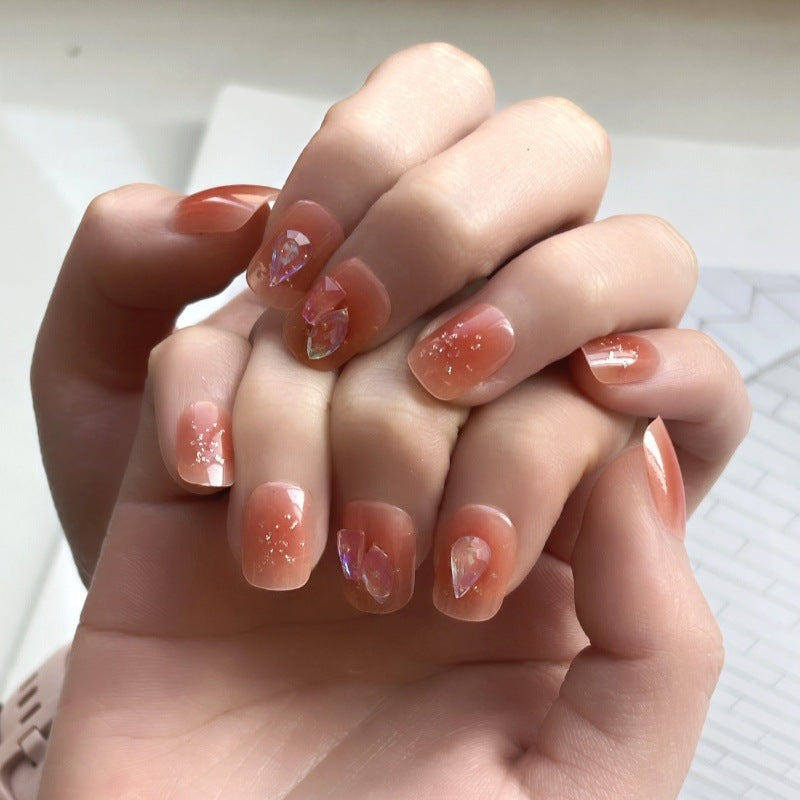 Künstlerisches Nageldesign Press-On Set mit Kristallakzenten Karnz