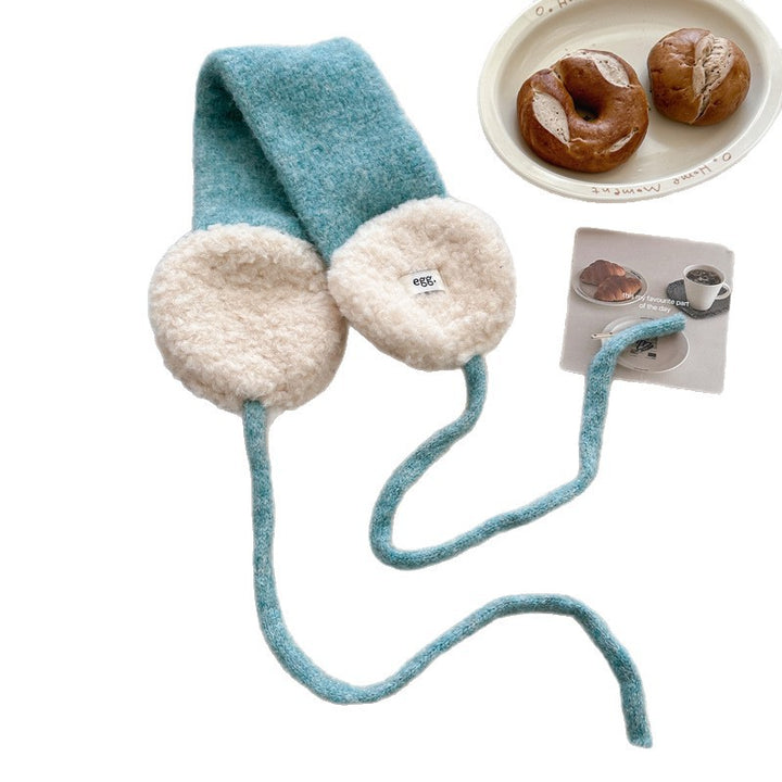 Faux-Shearling gefüttertes gestricktes Ohrwärmer-Schal-Stirnband mit langen Bändern Karnz