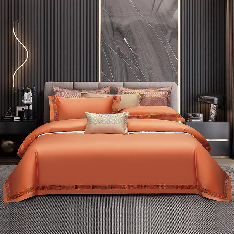 Luxuriöser Satin Bettbezug und Laken Bettwäsche Set