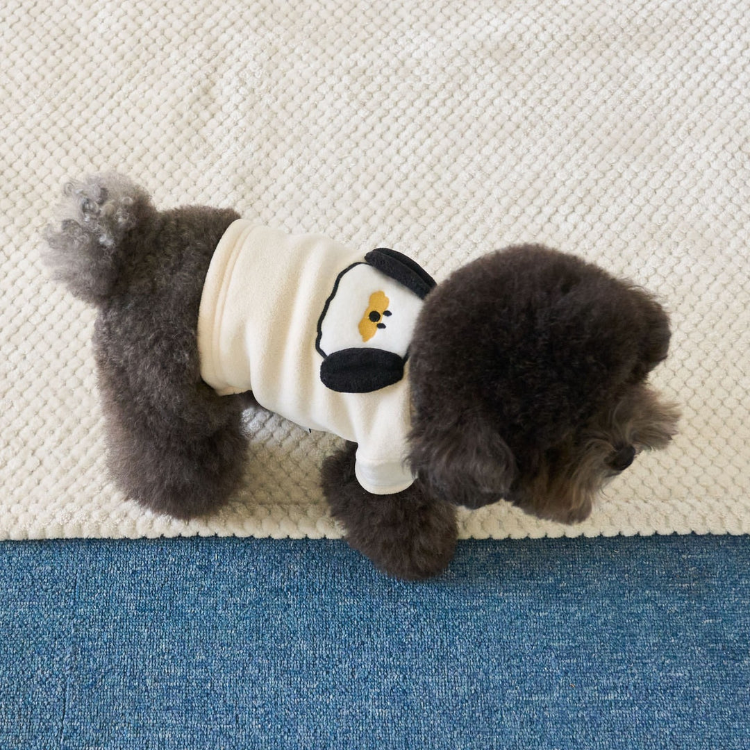 Plüsch-Fleece-Hundepullover mit gesticktem Affenpatch