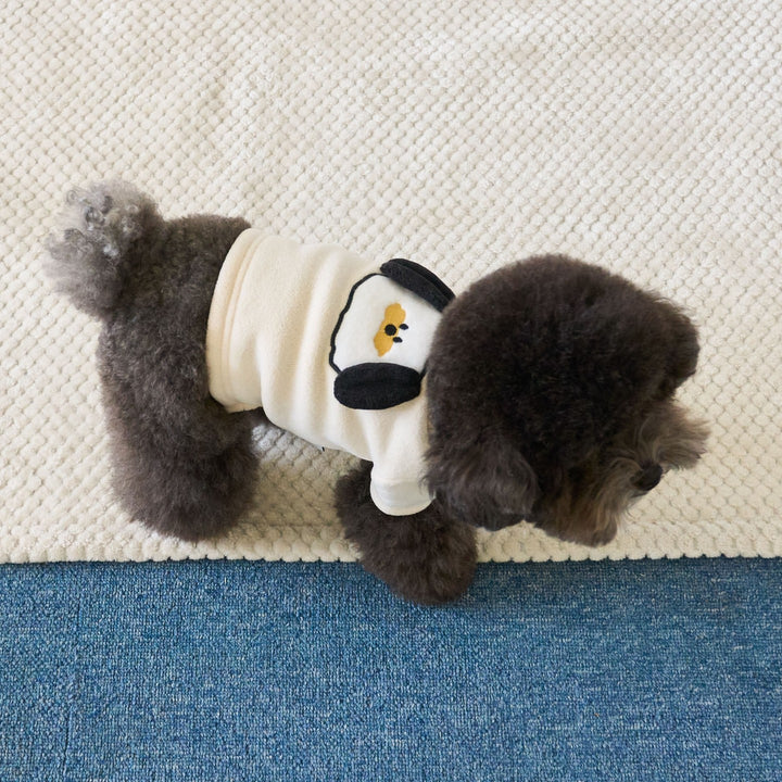 Plüsch-Fleece-Hundepullover mit gesticktem Affenpatch