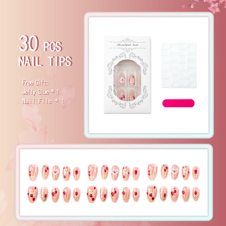 Elegantes handgemaltes Press-On-Nagel-Set