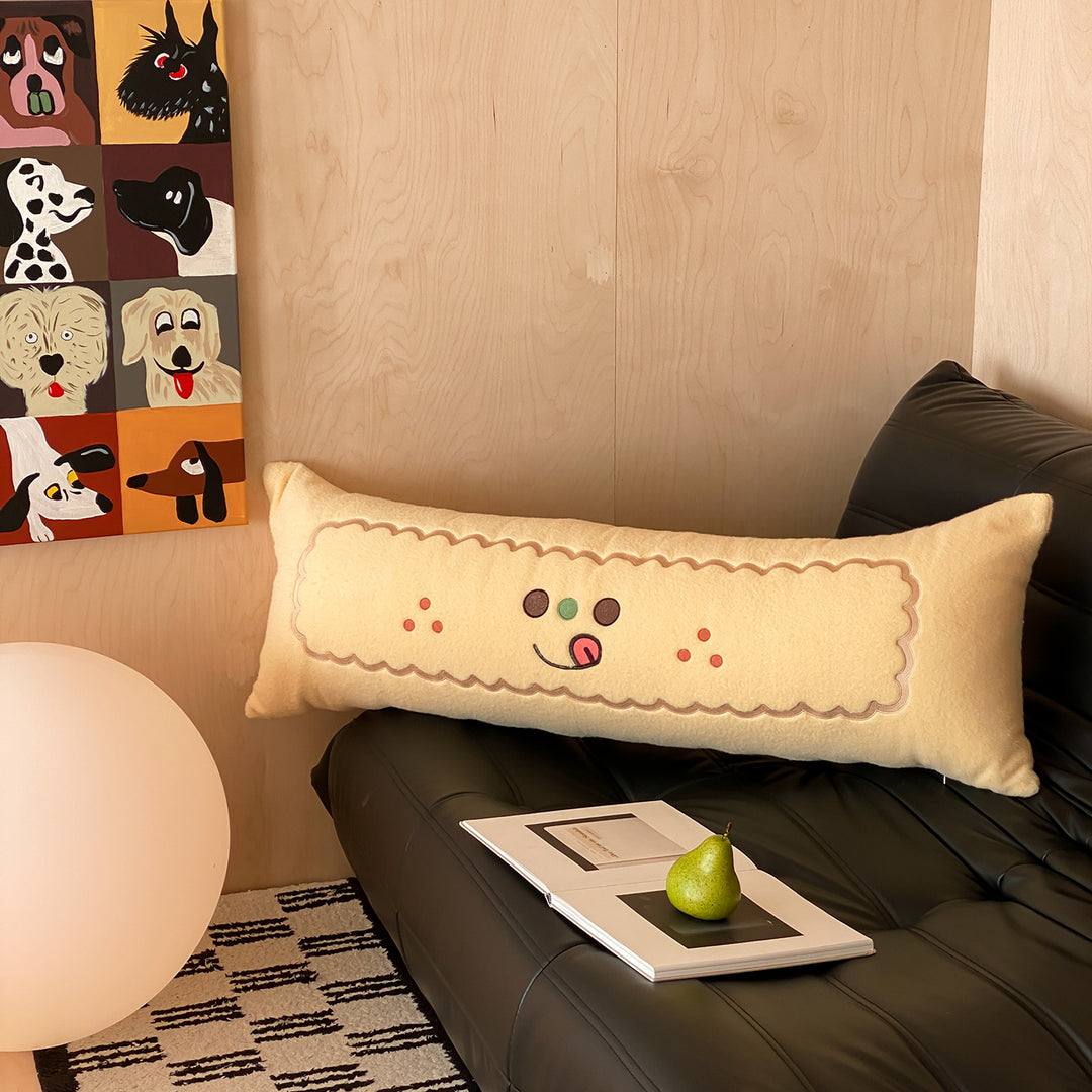 Übergroße Plush Dekorative Körperkissen mit gesticktem Gesicht und Applikationen Punkten