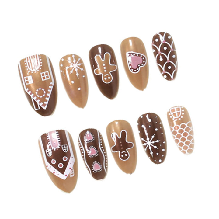 Lebkuchen-Themen Urlaub Press-On Nagelkunst Set Karnz