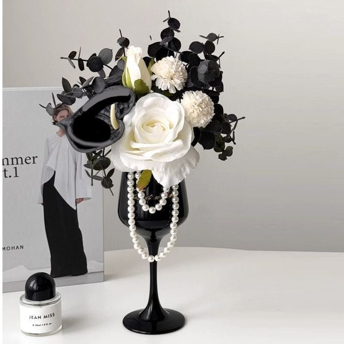 Elegante Blumen Weinglas Tisch centerpiece