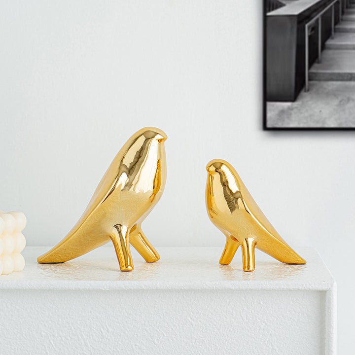 Elegante Kunstkeramik Vogel Skulptur Karnz