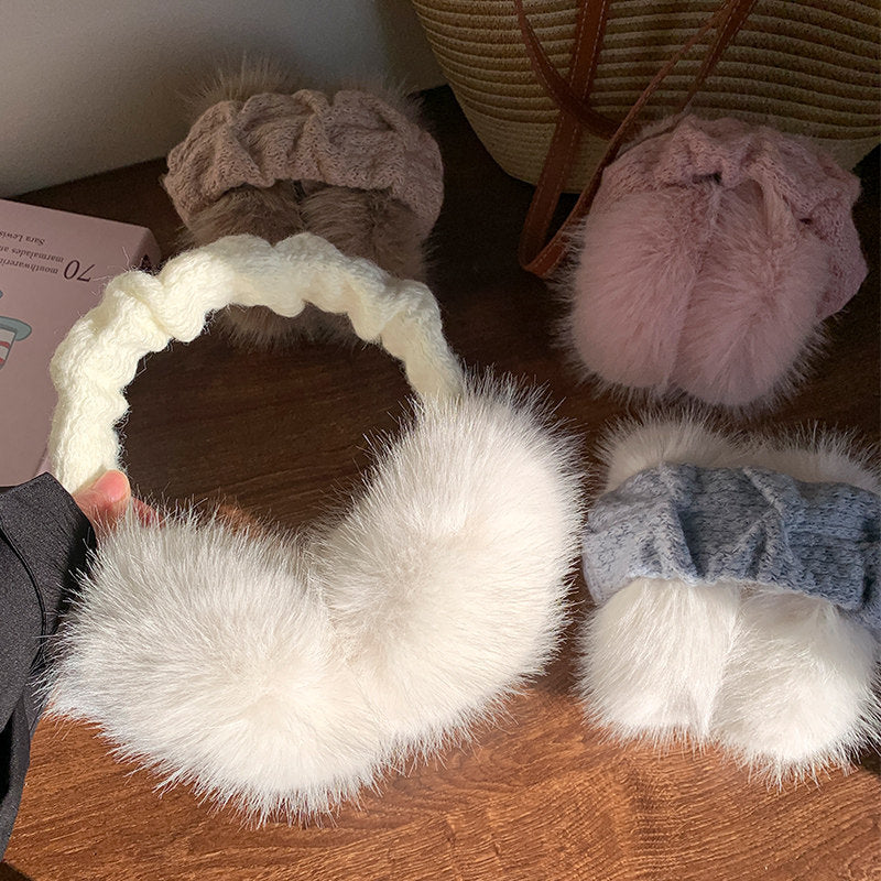 Plüsch-Faux-Fur-Winterohrenschützer mit gestepptem Strickkopfbund Karnz