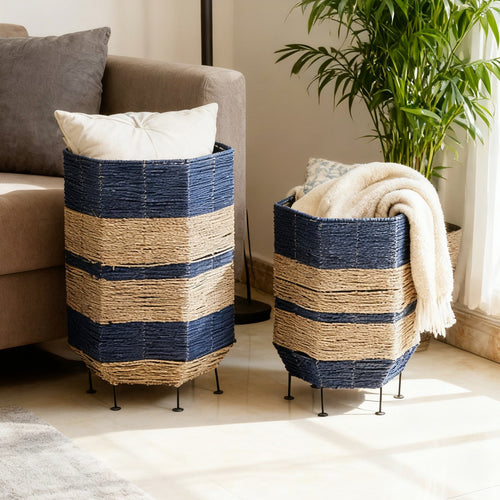 Stilvoller Wäschekorb aus Rattan mit Metallbeinen Karnz