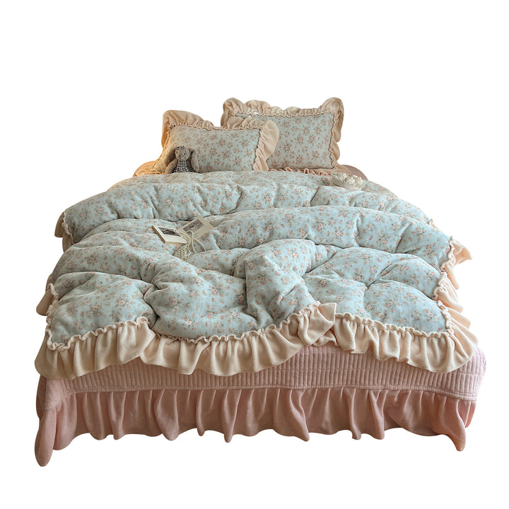 Plüsch Floral Rüsch Komfortbett-Set