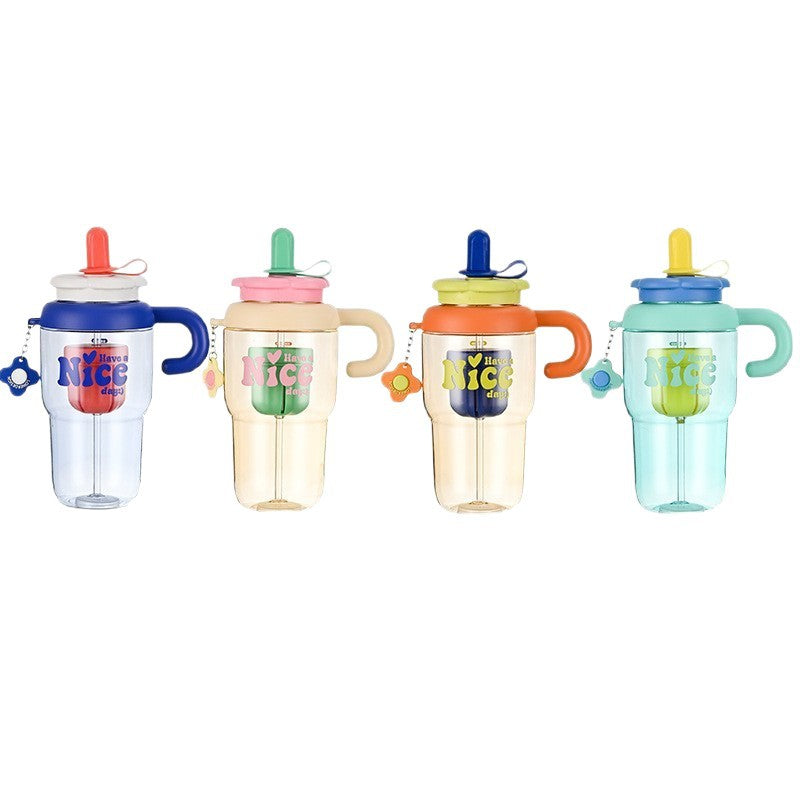Unisex Trinkbecher mit integriertem Strohhalm und Auslaufschutz Karnz