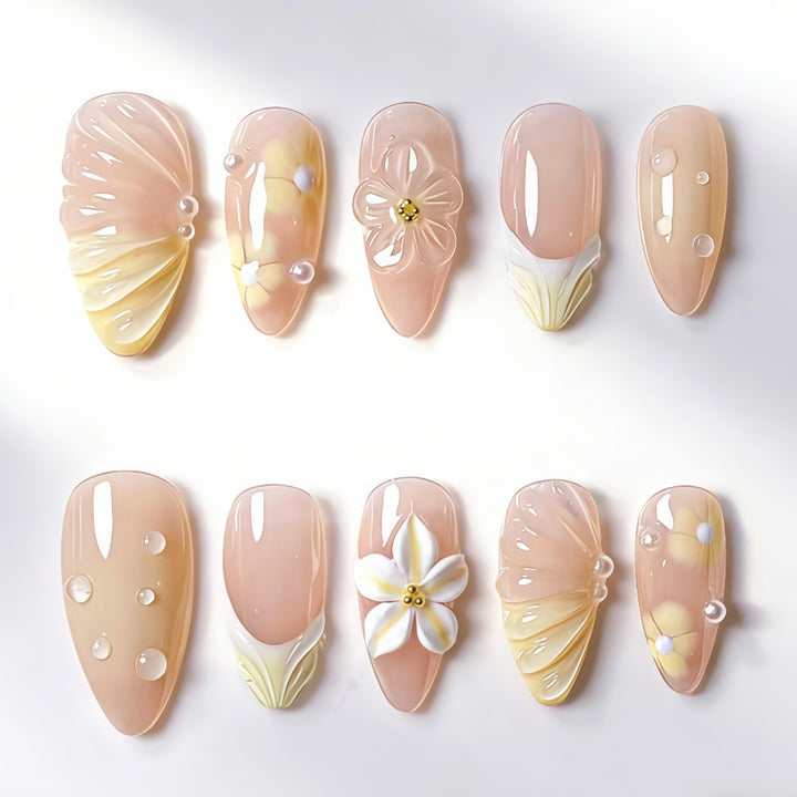 Künstlerisches Blumendesign Press-On Nägel 1790746207