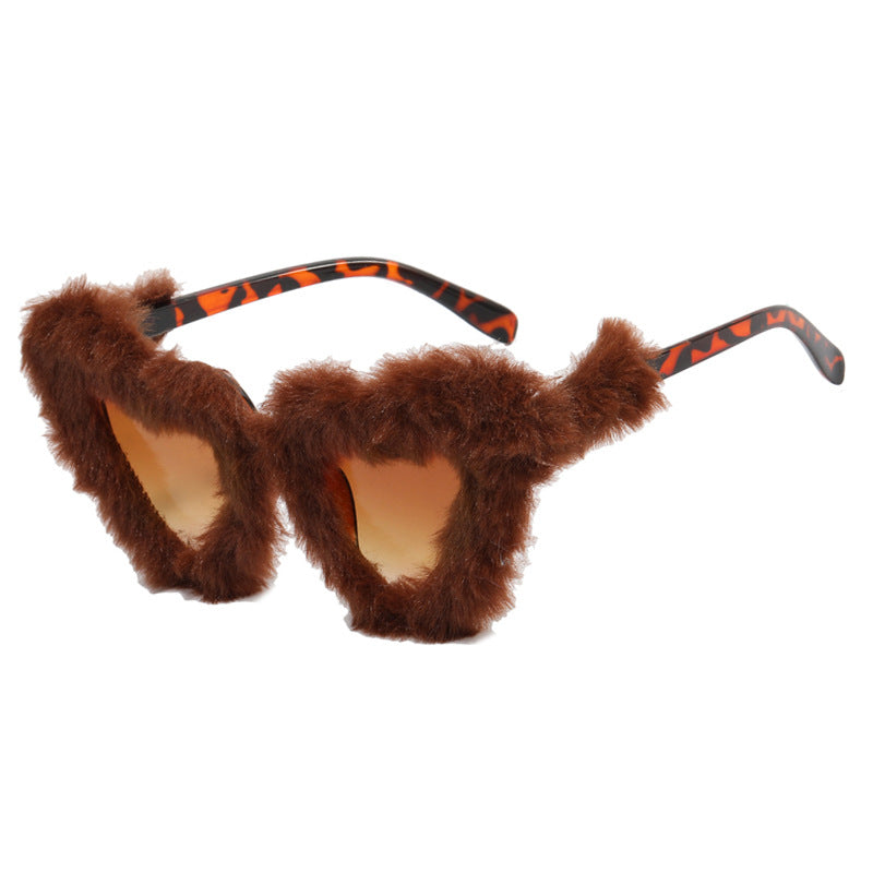 Damen Pfoten-Sonnenbrille mit luxuriösem Pelzbesatz Karnz