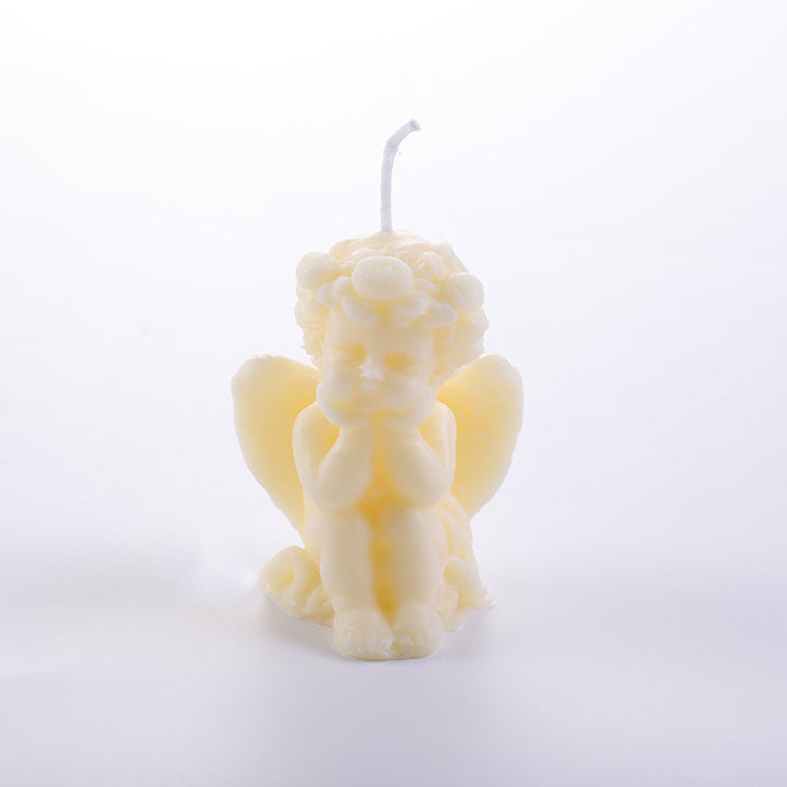 Handgegossene skulpturale Cherub-Engel dekorative Wachskerze