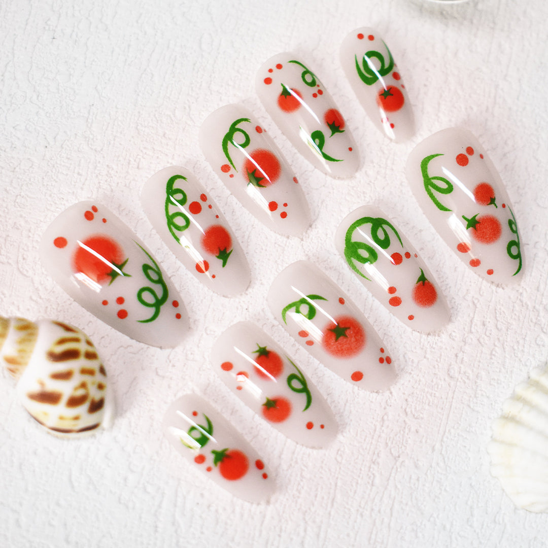 Themen Press-On Nagelkunst mit Tomatenmuster Karnz