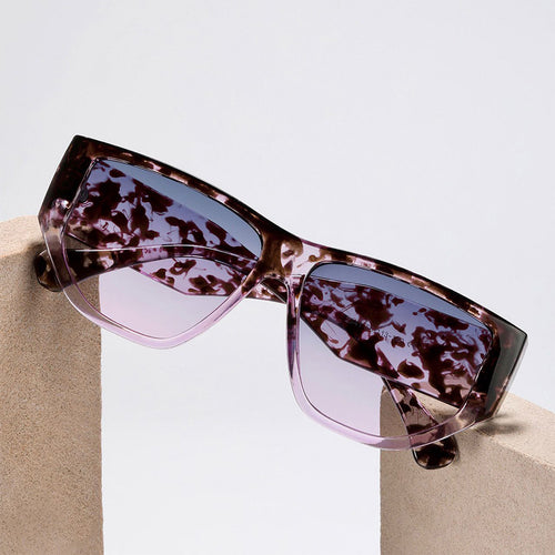 Damen trendige quadratische Sonnenbrille mit modernem tortoise Muster Karnz