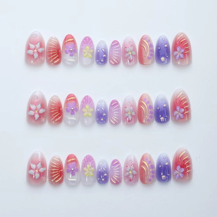 Florale Press-On Nagelkunst Set