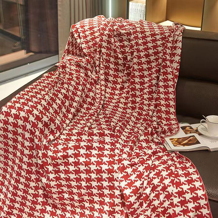 Hahnentrittmuster Strickwurfdecke