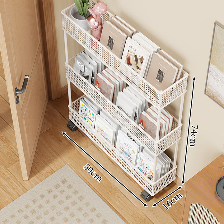 Schlanker vierstufiger Metallgitter schmaler Bücherregal-Organizer