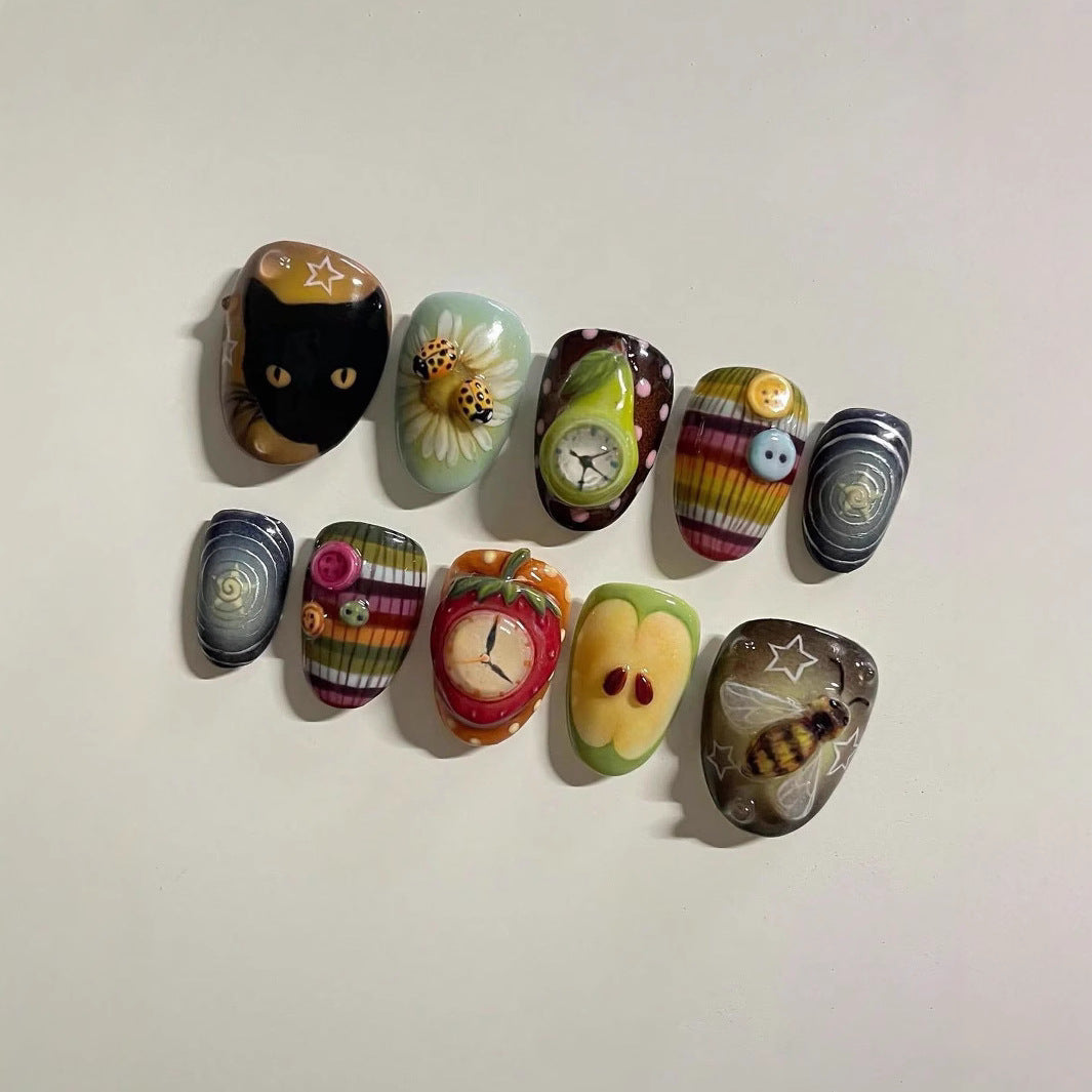 Künstlerische ozeanische Press-On-Nagelkunst Karnz