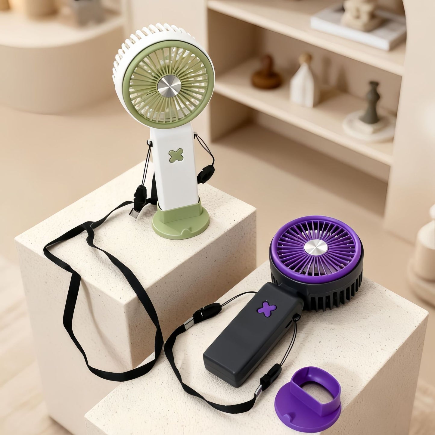 Damen Tragbarer Handventilator mit USB-Anschluss und flexiblem Tragesystem Karnz