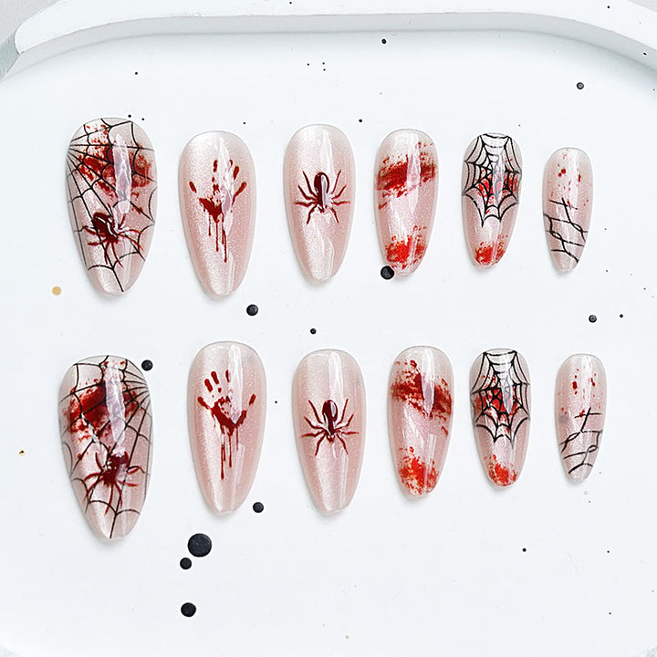 Künstlerisches Press-On-Nagelset mit Kirschblütenmuster Karnz